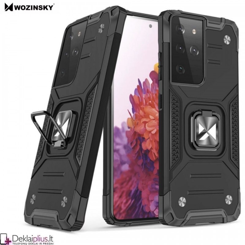 Wozinsky smūgiams atsparus dėklas su žiedu - juodas (Samsung S22 Ultra) Wozinsky smūgiams atsparus dėklas su žiedu - juodas (Samsung S22 Ultra)